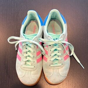Adidas Light Blue Sneakers with Pink Accents